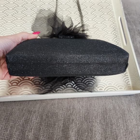 Simitri Black Angel Clutch Crossbody Evening Bag Tulle Bow - Picture 8 of 13